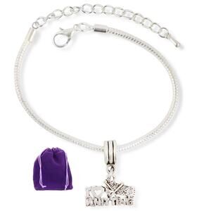 I Love Knitting Snake Chain Charm Bracelet